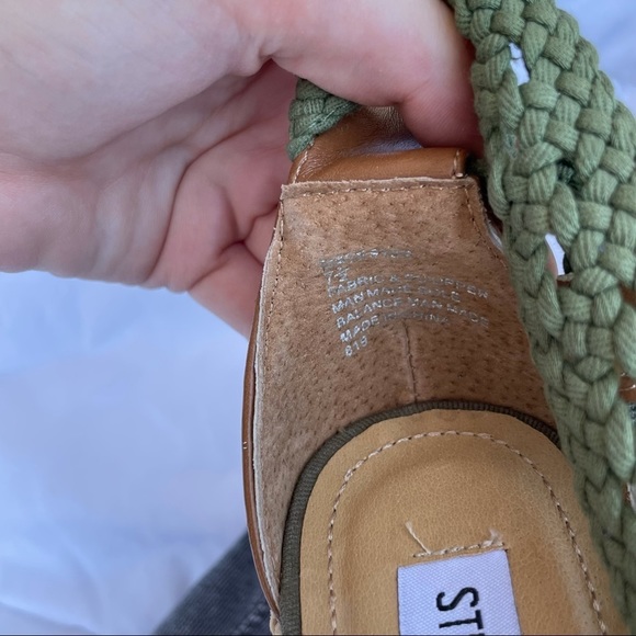 Steve Madden Beige And Green Bohemian Crochet Open Toe Espadrille Heel Wedges - Picture 11 of 11
